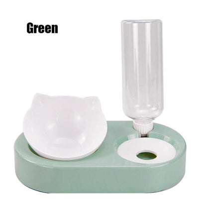 Pet Bowl Double Bowl Feeder With Auto Water Dispenser