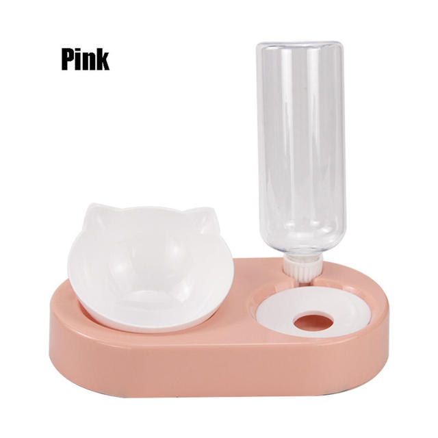 Pet Bowl Double Bowl Feeder With Auto Water Dispenser