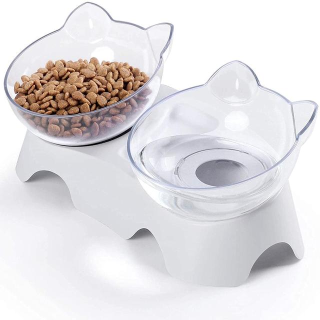 Pet Bowl Double Bowl Feeder With Auto Water Dispenser